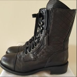 Chanel black combat boots